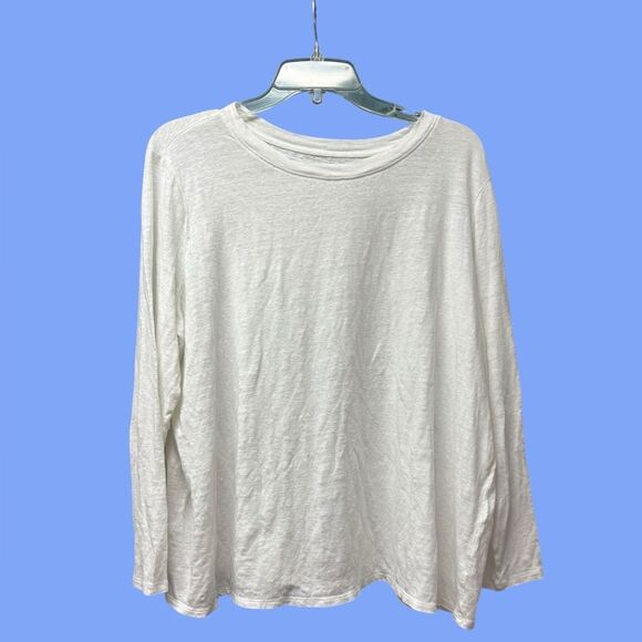 Eileen Fisher Long Sleeve White 100% Organic Linen Sweater Size X Large - Picture 1 of 4